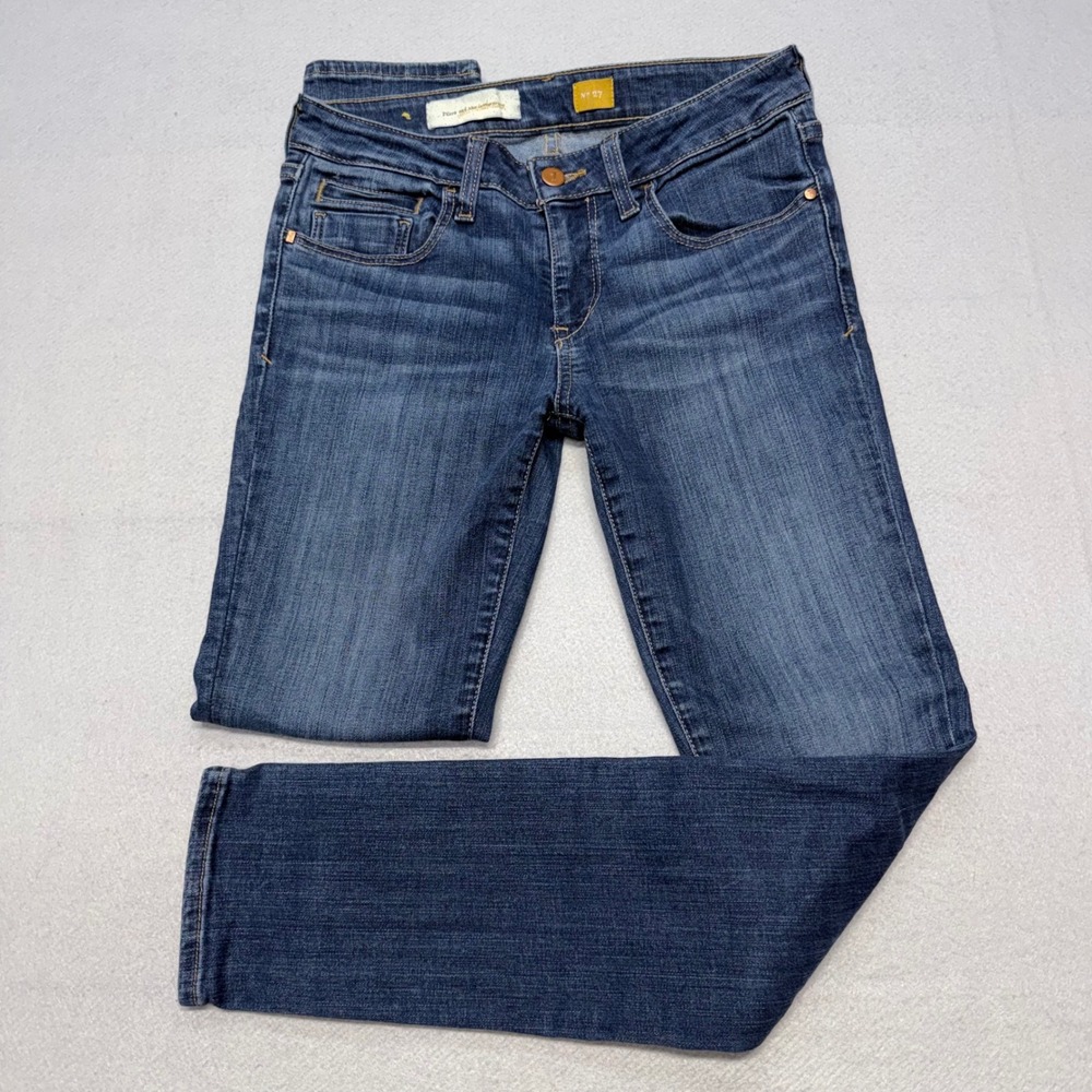 Pilcro and the Letterpress Stet Slim Straight Jeans Women 27 Blue Denim Mid Rise